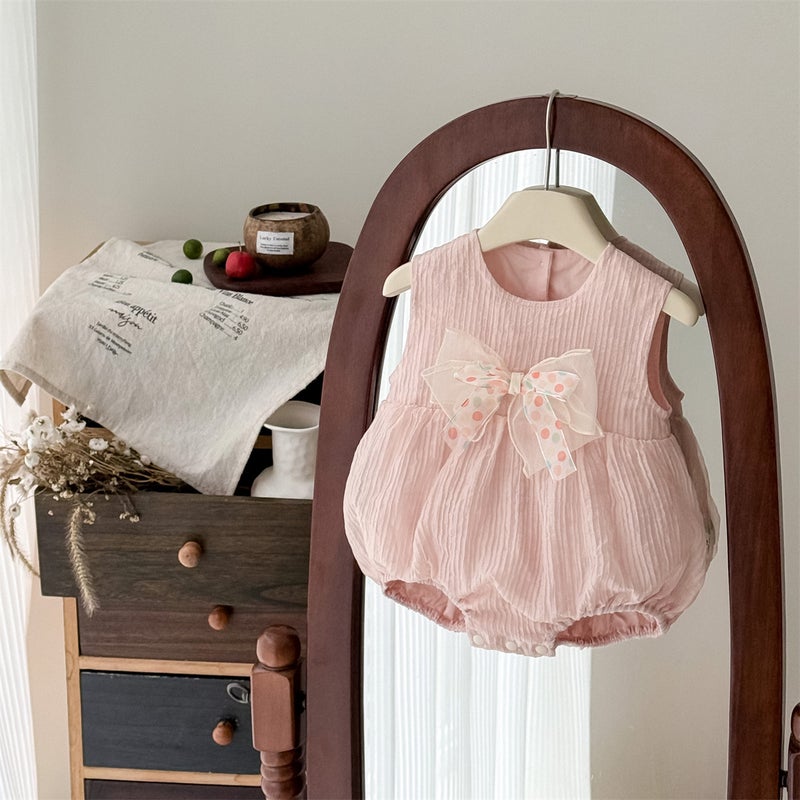2025 Ins Foreign-Style Sweet Bow Khaki Thin Tencel 0-2 Year Old Baby Girl'S Fart Coat - Image 1