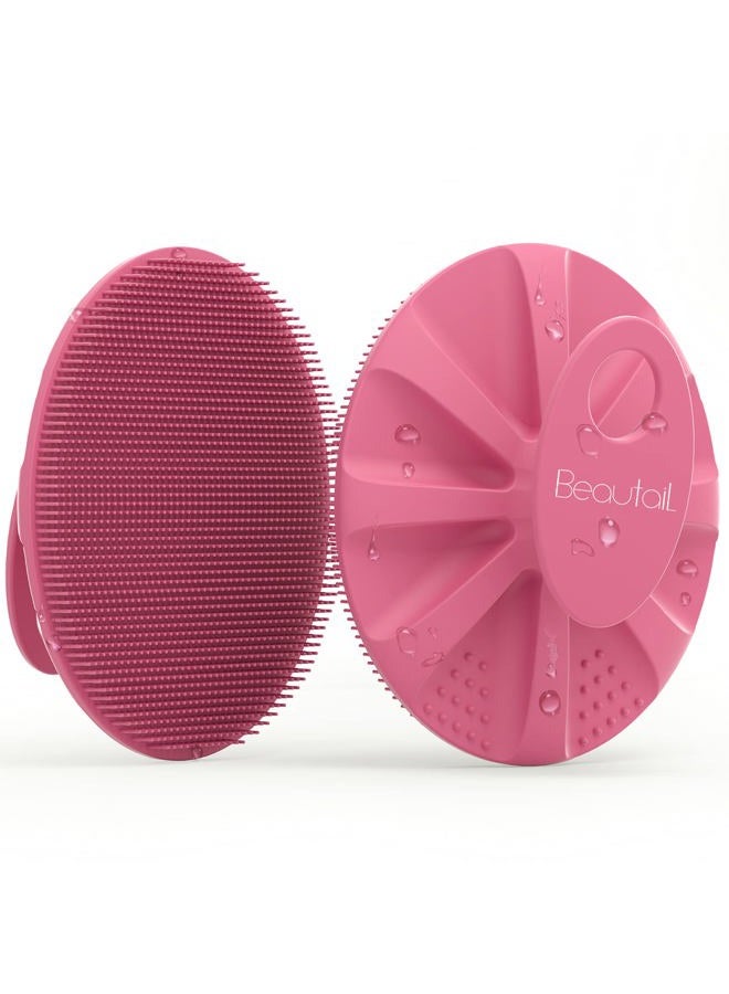 BEAUTAIL Silicone Body Scrubber Shower Bath Wash Brush Gentle Exfoliating Scrub Cleansing Loofah for Women Men Baby Sensitive Skin, Easy to Clean, Lather Nicely, More Hygienic, 1 Pack, Pink - Image 1