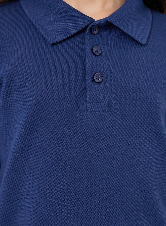 Styli Kids Navy Blue Long Sleeve Polo T-Shirt - Image 4