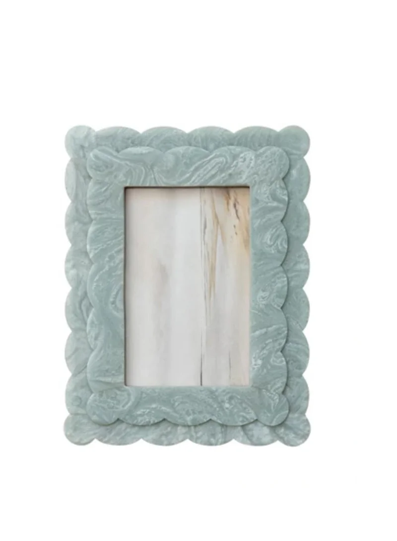 The Saffron Souk Scalloped Photo Frame- Light Blue