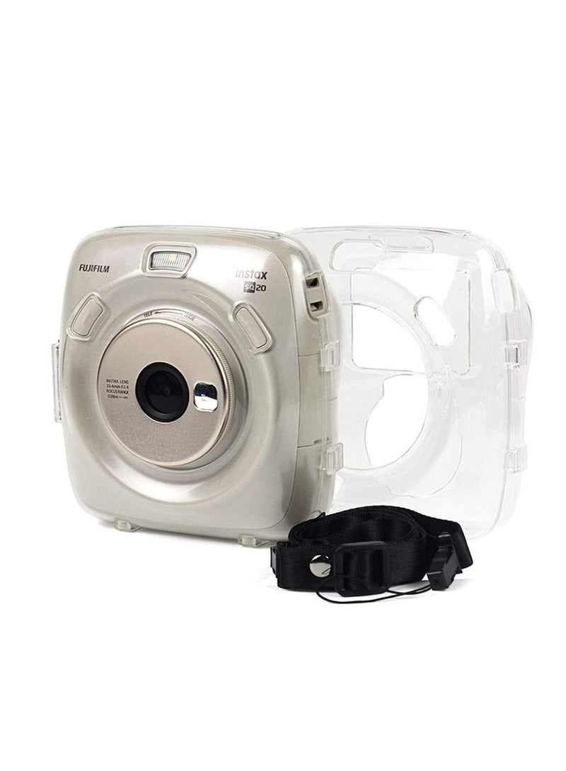 Protective Case Compatible with Fujifilm Instax Square SQ20 Instant Film Camera/Crystal Hard Shell PVC Protective Cover Carrying Cover/with Adjustable Shoulder Strap -Clear  - Image 1