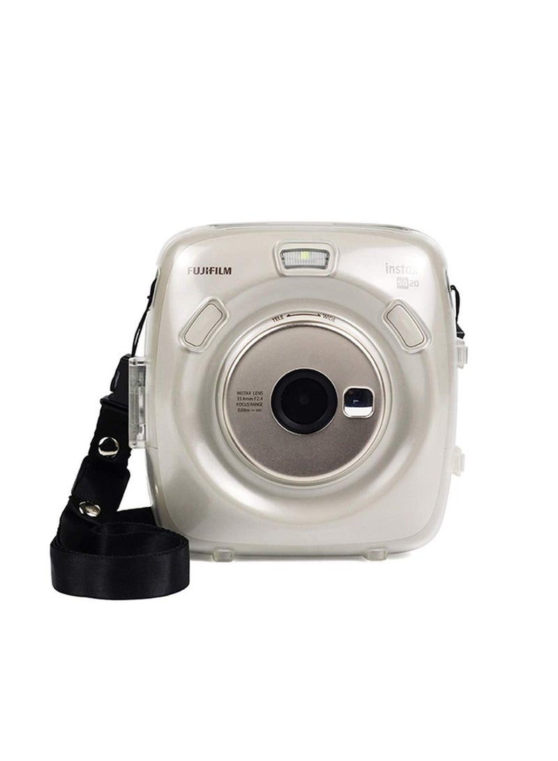 Protective Case Compatible with Fujifilm Instax Square SQ20 Instant Film Camera/Crystal Hard Shell PVC Protective Cover Carrying Cover/with Adjustable Shoulder Strap -Clear  - Image 2