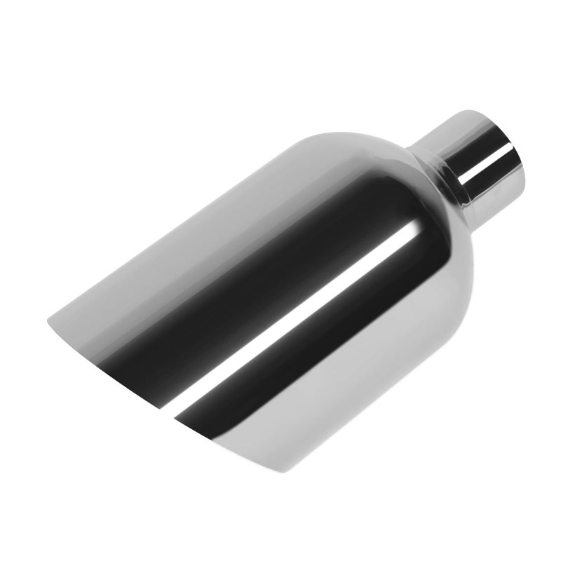 Piclafe 2.5 inch exhaust tip, 2.5" Inlet 5.00" Outlet 12.00" Overall Length, 304 Stainless Steel Chrome Plated Exhaust Tip - Image 1
