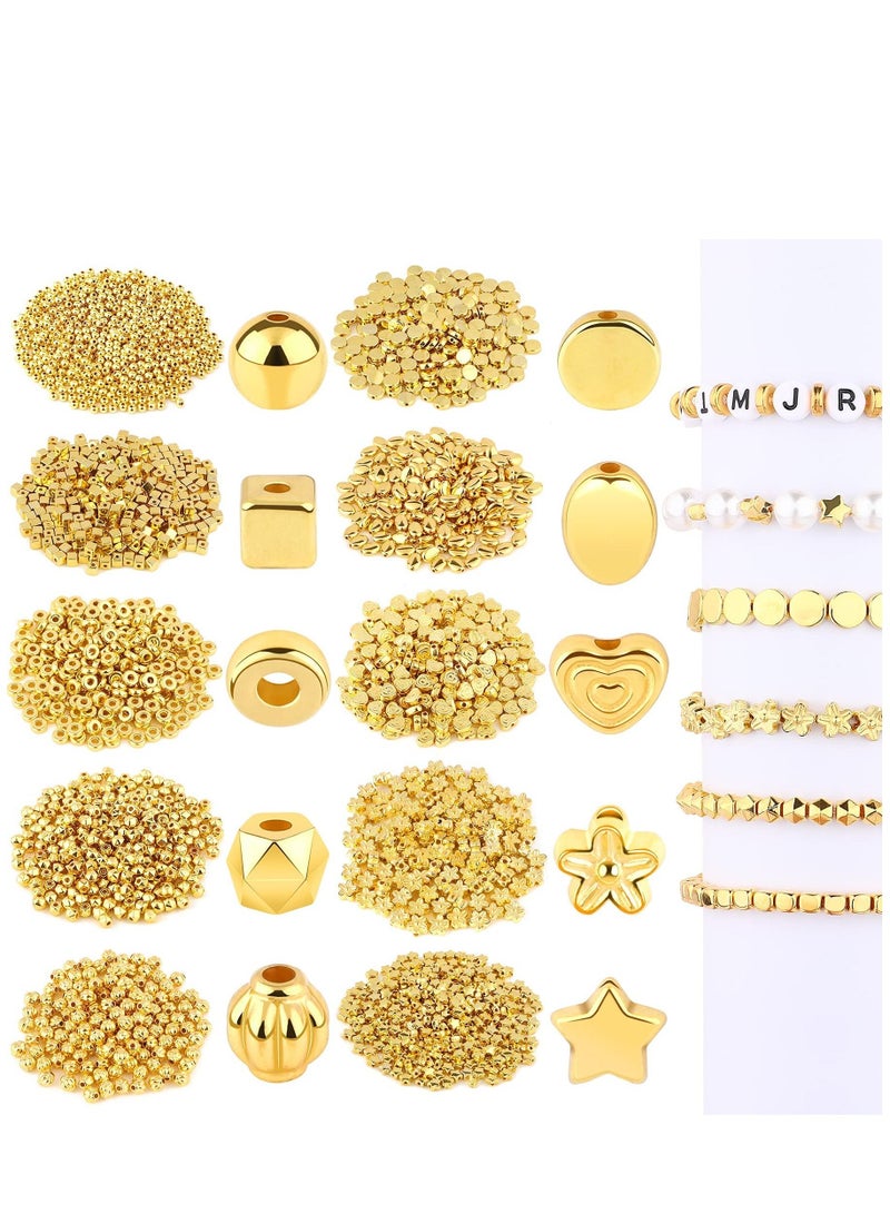 KASTWAVE Gold Spacer Beads Assorted Jewelry Making Loose Beads for DIY Bracelet Necklace Earring Craft Making (1500Pcs 10 Styles)  - Image 1