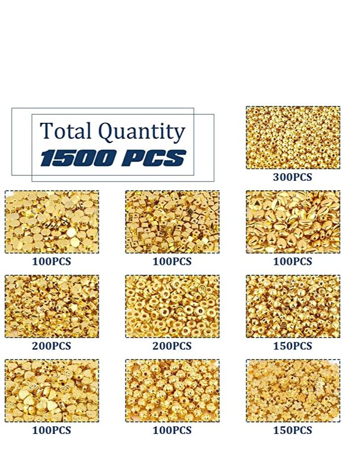 KASTWAVE Gold Spacer Beads Assorted Jewelry Making Loose Beads for DIY Bracelet Necklace Earring Craft Making (1500Pcs 10 Styles)  - Image 3