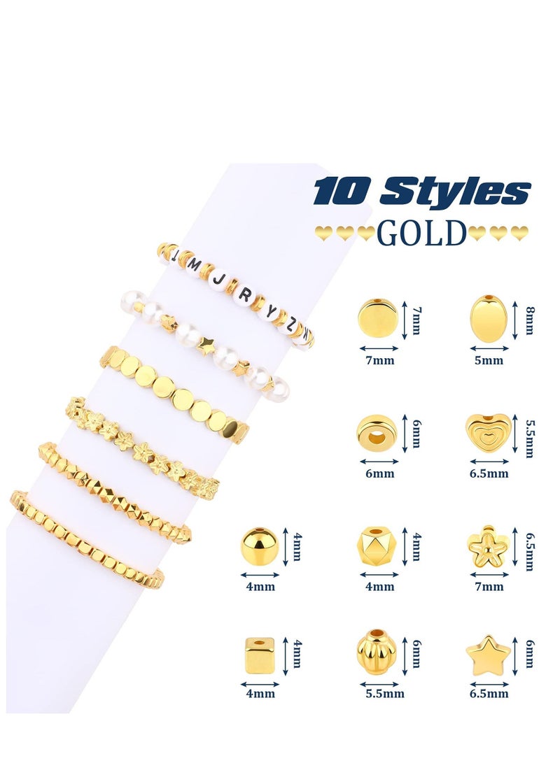 KASTWAVE Gold Spacer Beads Assorted Jewelry Making Loose Beads for DIY Bracelet Necklace Earring Craft Making (1500Pcs 10 Styles)  - Image 2