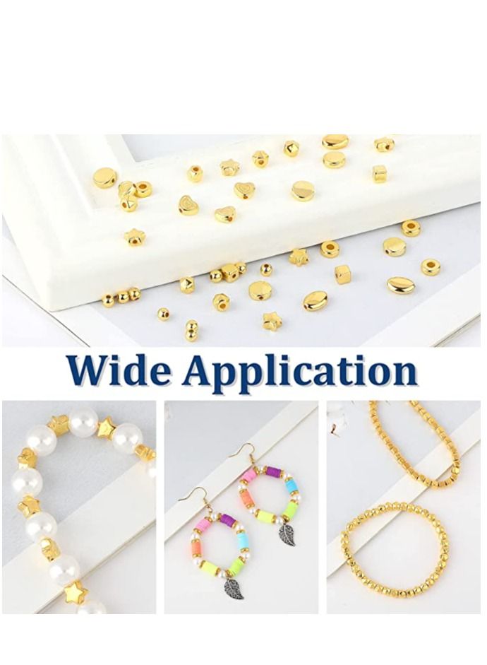 KASTWAVE Gold Spacer Beads Assorted Jewelry Making Loose Beads for DIY Bracelet Necklace Earring Craft Making (1500Pcs 10 Styles)  - Image 4