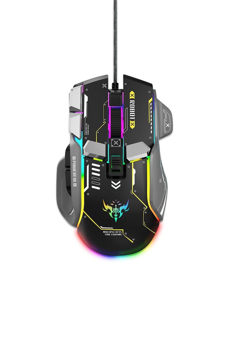 INTEX Gaming EVOPULSE GM606 Wired Mouse 12800 DPI RGB Lighting 10 Programmable Keys Ergonomic USB Gaming Mouse with 1.65m Braided Cable 1000Hz Polling Rate A826 Sensor Indian Brand for PC Laptop - Image 1