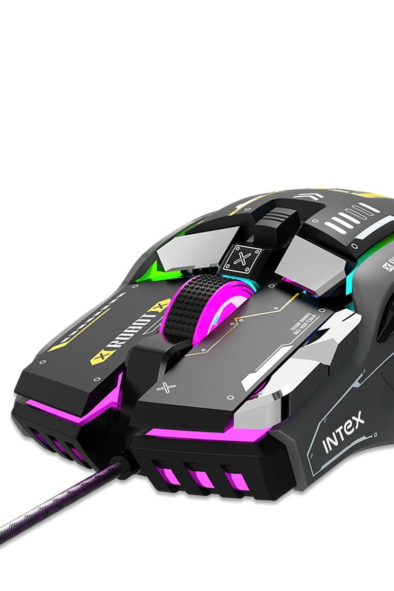 INTEX Gaming EVOPULSE GM606 Wired Mouse 12800 DPI RGB Lighting 10 Programmable Keys Ergonomic USB Gaming Mouse with 1.65m Braided Cable 1000Hz Polling Rate A826 Sensor Indian Brand for PC Laptop - Image 2