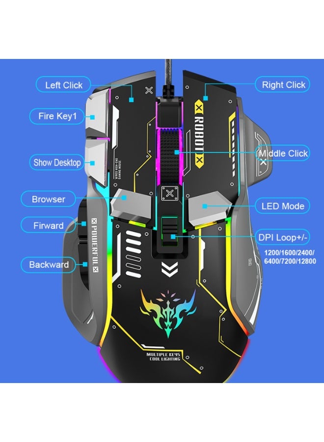 INTEX Gaming EVOPULSE GM606 Wired Mouse 12800 DPI RGB Lighting 10 Programmable Keys Ergonomic USB Gaming Mouse with 1.65m Braided Cable 1000Hz Polling Rate A826 Sensor Indian Brand for PC Laptop - Image 3