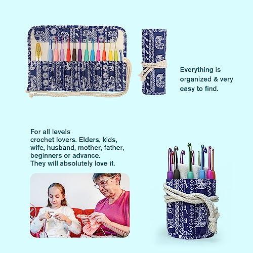 YOJOB Crochet Hooks Set (12 Sizes), Super Smooth 2.0mm-8.0mm Ergonomic Soft Grip Crochet Needle Kit with Accessories and Crochet Case - Image 5