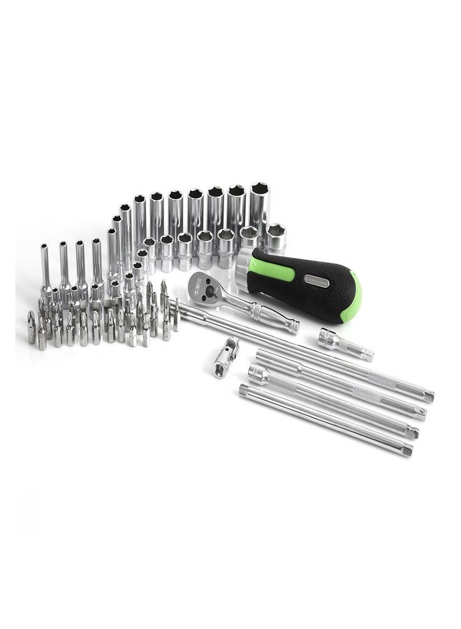 أو إي إم تولز مجموعة مقابس OEMTOOLS 23997، 64 قطعة، مجموعة أدوات ميكانيكية بمحرك 1/4 بوصة، مجموعة مفاتيح مقبس مطلية بالكروم الصلب، مقابس مانعة للانزلاق، مجموعة سقاطة وملحقات للمساحات الضيقة - Image 3