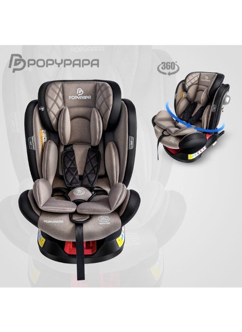 كارسيت Popypapa ثلاث مراحل يتحمل من 0 الي 36 كيلو وبه خاصة ISO FIX وبه دوران 360 درجه (code CB-836) كاكي