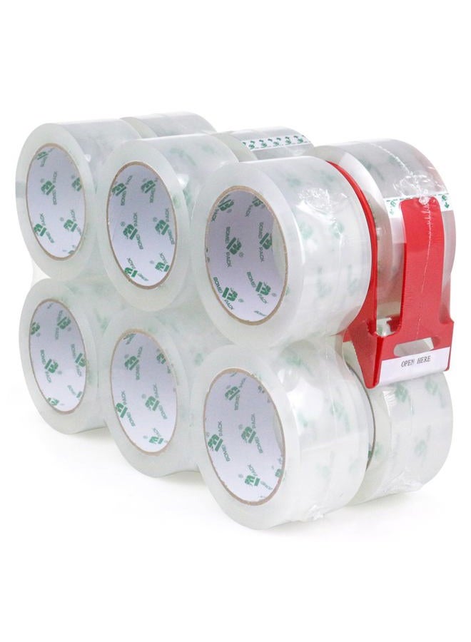 BOMEI PACK 12 Rolls Clear Packing Tape Rolls with Free Dispenser, Heavy Duty Refill Tape for Shipping Moving and Packaging, 2.4Mil 1.88 Inch x 60 Yard, - Image 1