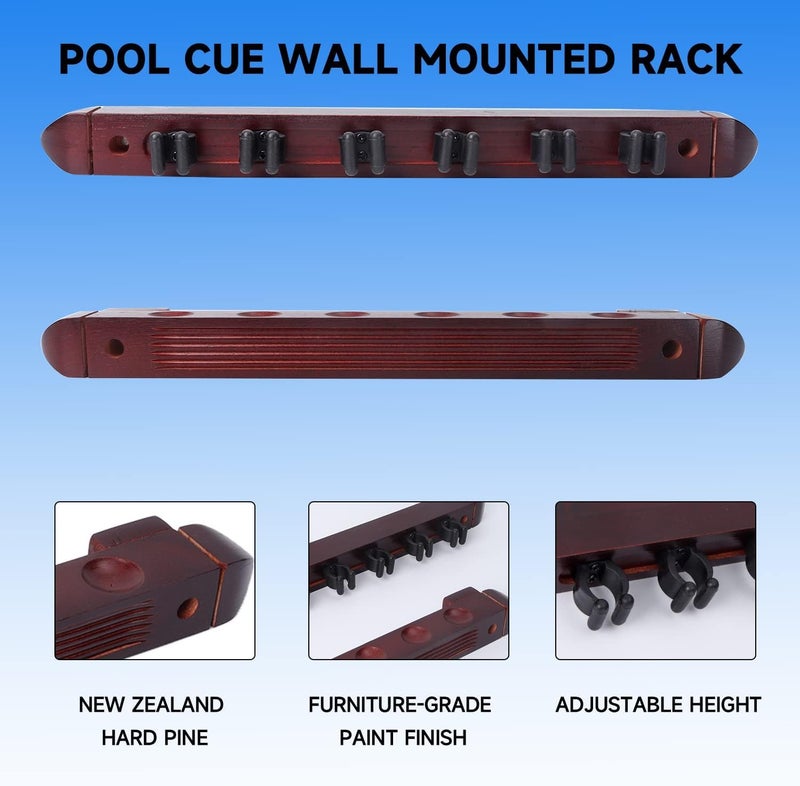 JBB 2-Piece 6/8/12 Billiard Pool Cue Rack Wall Mounted Holders, Billiard Cue Sticks Wall Rack Set - Image 4