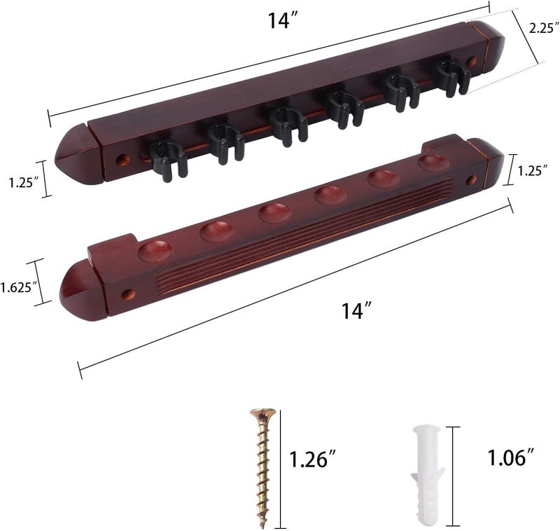 JBB 2-Piece 6/8/12 Billiard Pool Cue Rack Wall Mounted Holders, Billiard Cue Sticks Wall Rack Set - Image 5