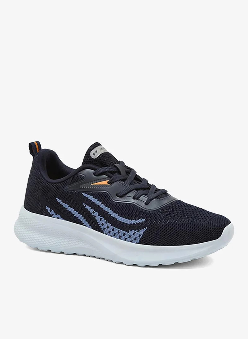 Men Reed Memory Foam Lace-Up Running Shoes-Navy