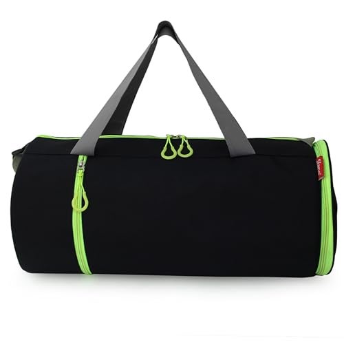 Sfane Gym Bags for Men with Separate Shoe Compartment Sports Gym Bags for Women Unisex Duffle Bags for Gym for Carry & Travel Adjustable Duffel Bags Sports Bag - Black & Neon - Image 4