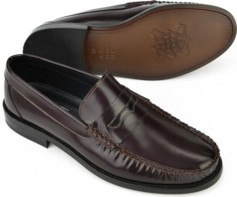 Ziya Men's Leather Classic Shoes 1331028Z2017 Claret Red