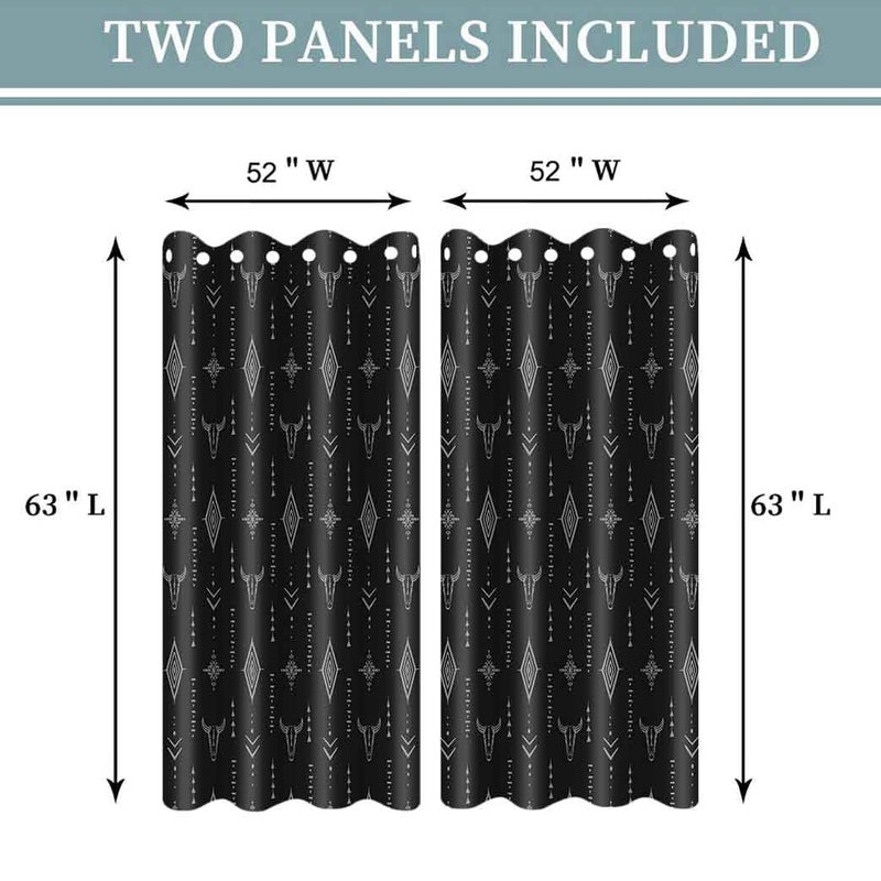 Ahbewin Tribal Aztec Print Window Strtain Planels 2 Pack Bull Skull Tribal Boho Design Aztec نمط الغرفة الستائر النافذة لغرفة المعيشة 52x63 بوصة Cllsah593 - Image 4