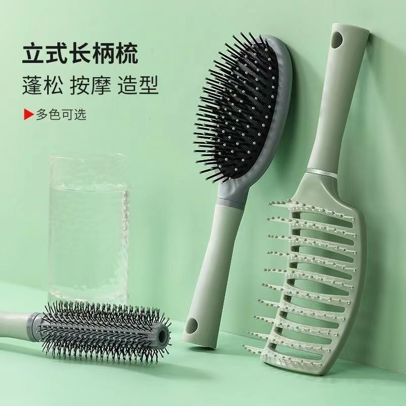 Generic Air Cushion Comb Massage Womens Special Long Hair Straight Hair Curly Hair Artifact Household Hair Comb Large Fluffy Air Bag Comb Mint green value three-piece set