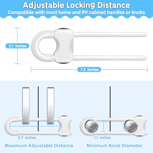 Modacraft 15 Pcs Sliding Cabinet Latches, U Shaped Cabinet Door Locks, Baby Cabinet Safety Latches for Baby Proofing, No Drilling Tool-Free Installation Easy to Use for Knobs or Handle Double Door - Image 4