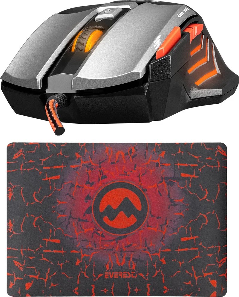 ايفرست SGM-X7 PRO Silver 2in1 7200dpi Macro Gaming Mouse +Gaming Mouse Pad