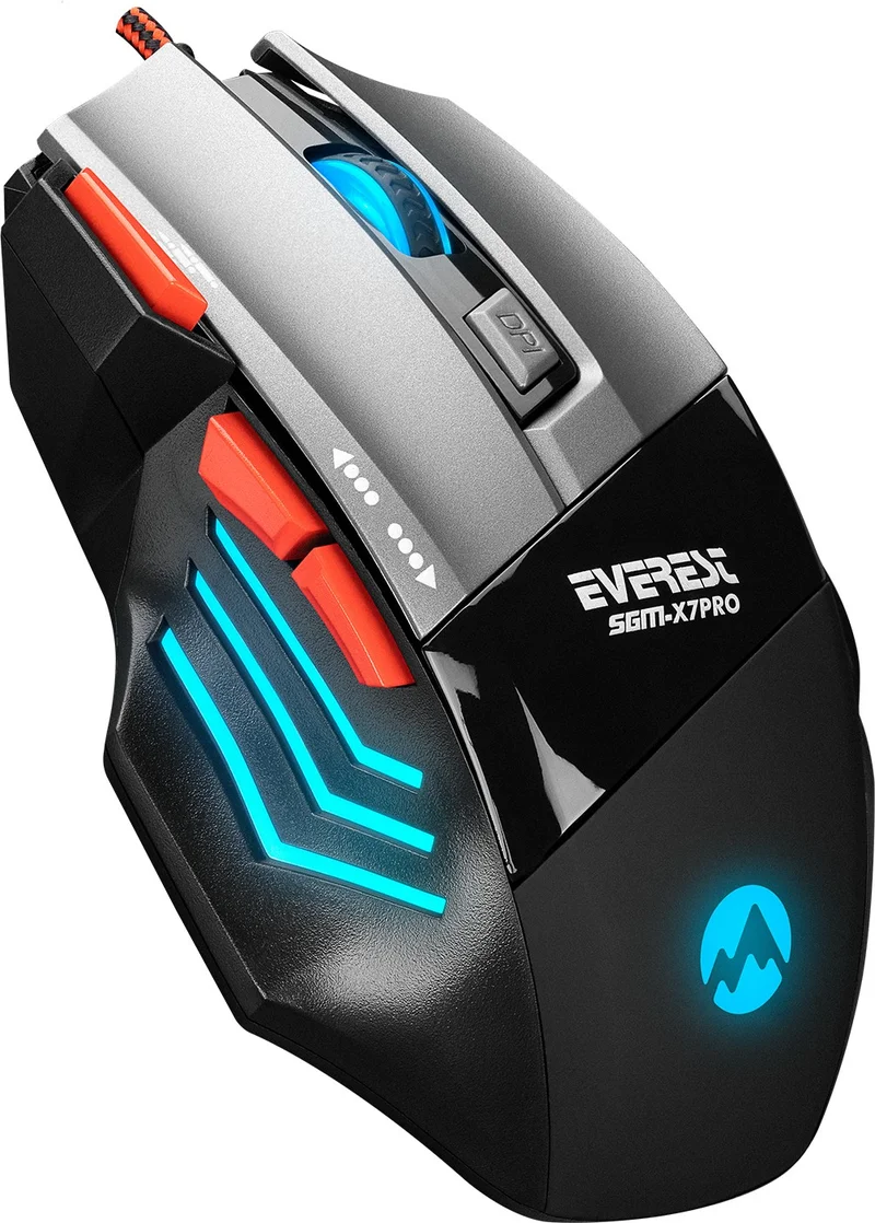 ايفرست SGM-X7 PRO Silver 2in1 7200dpi Macro Gaming Mouse +Gaming Mouse Pad