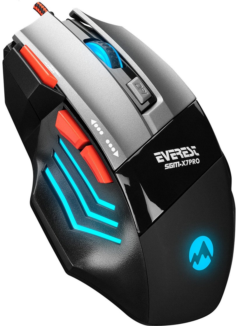 Everest - SGM-X7 PRO Silver 2in1 7200dpi Macro Gaming Mouse +Gaming Mouse Pad - Image 1