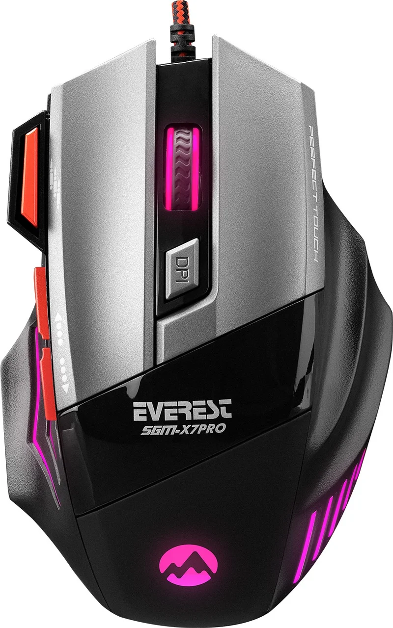 ايفرست SGM-X7 PRO Silver 2in1 7200dpi Macro Gaming Mouse +Gaming Mouse Pad