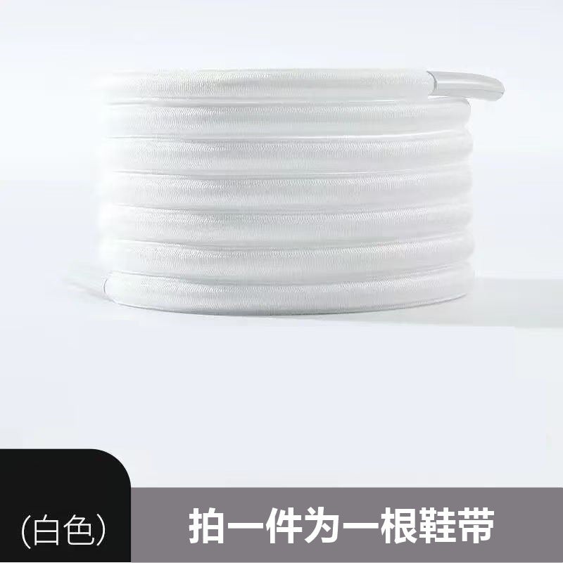 إسكدنيا New semi-circular elastic non-tie lazy shoelaces non-tie elastic mens and womens sneaker 4mm color all-match shoelaces White