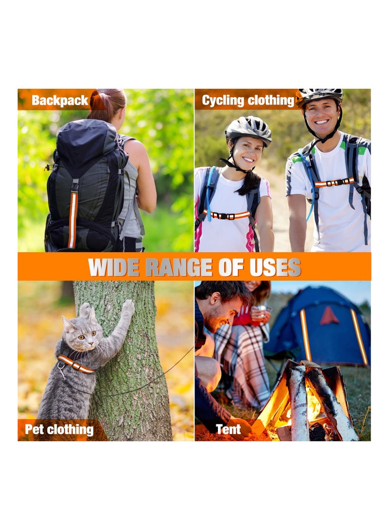 Traffic Warning Tape, 2 Roll High Visibility Reflective Fabric Stripe Webbing Ribbon DIY Sew On Fabric Tape Trim Strip for Warning Safety Trim on Vest Belt Jacket Bag Pants Shoes 5 Meters Orange - Image 2