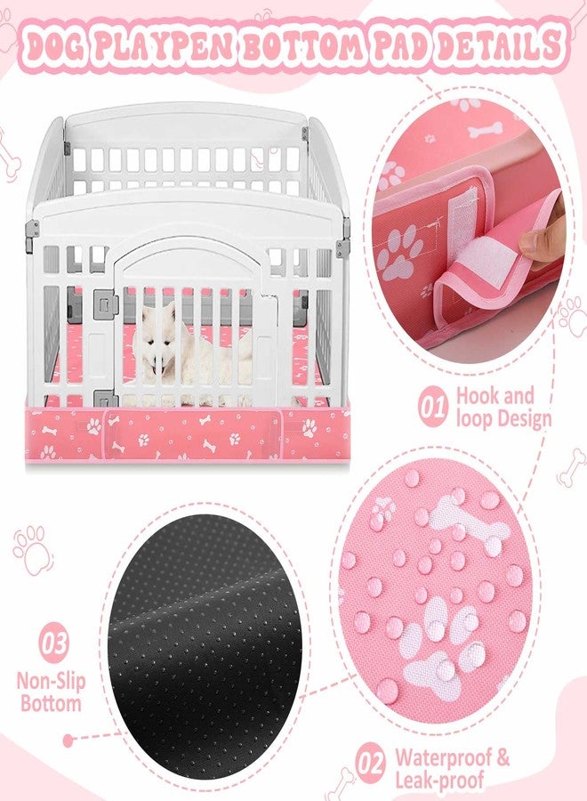 غطاء قفص لعب الكلاب SilTriangle (عبوة من قطعتين) مع وسادة سفلية، مناسب لقفص لعب الحيوانات الأليفة ذي 4 ألواح مقاس 36 بوصة، غطاء قفص للكلاب، حصيرة تمارين للجراء، قابل لإعادة الاستخدام والغسل، تصميم بحلقة وشريط، قفص اللعب غير متضمن (وردي) - Image 5