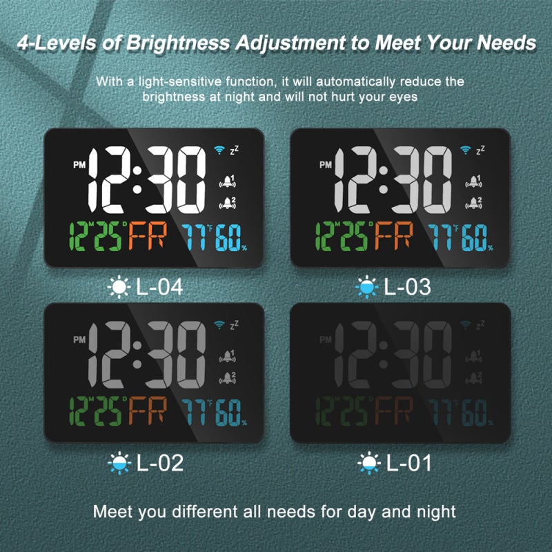 Tuya WiFi Desktop Clock Calendar Intelligent Thermometer Hygrometer with Digital LED Display Support WIFI Auto-Calibration/4-Level Adjustable Brightness/APP Remote View/High Temperature Warning for - Image 3