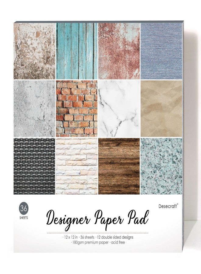 Desecraft Vintage Wooden Brick Texture 12x12 Scrapbooking Cardstock Decorative Paper for Card Making Background Origami Textured Decorative Scrapbook Paper Scrapbook Materials Supplies - Image 1
