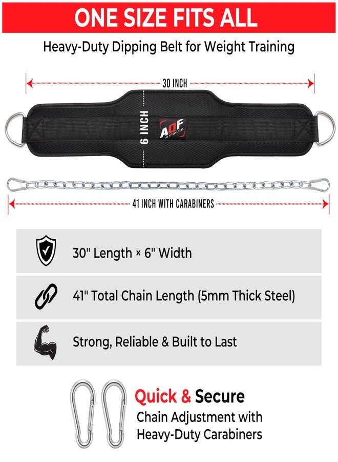 AQF Dip Belt for Weightlifting - Weight Belt with 36" Heavy Duty Steel Chain - Neoprene Padded Back Support Gym Lifting Belt for Powerlifting, Bodybuilding, Squat, Fitness & Pull up Training - Image 2