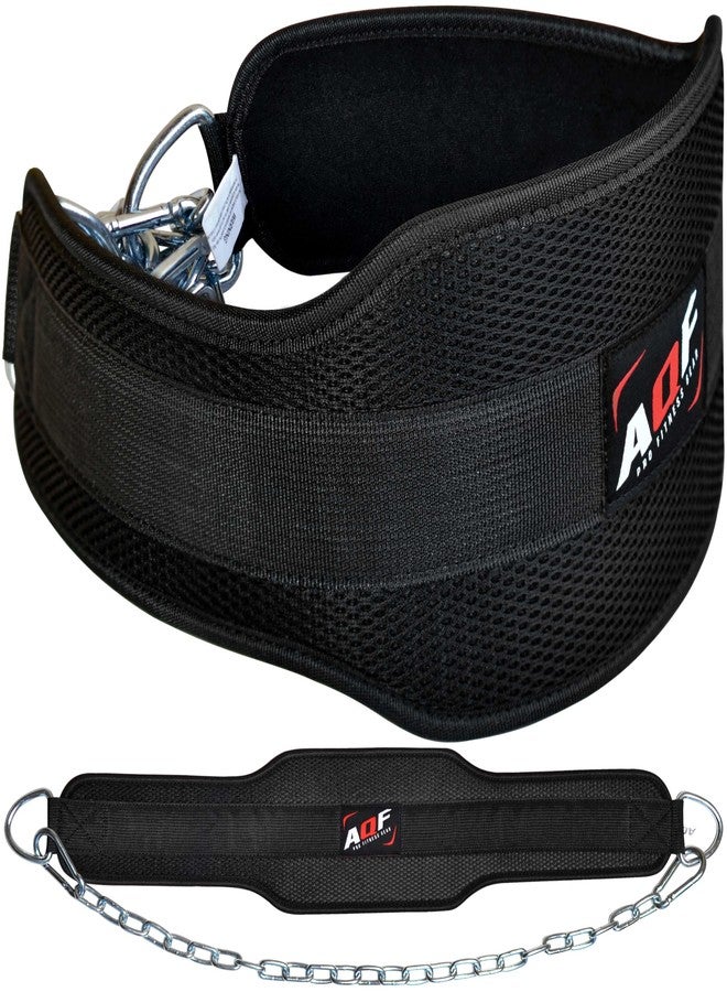 AQF Dip Belt for Weightlifting - Weight Belt with 36" Heavy Duty Steel Chain - Neoprene Padded Back Support Gym Lifting Belt for Powerlifting, Bodybuilding, Squat, Fitness & Pull up Training - Image 1