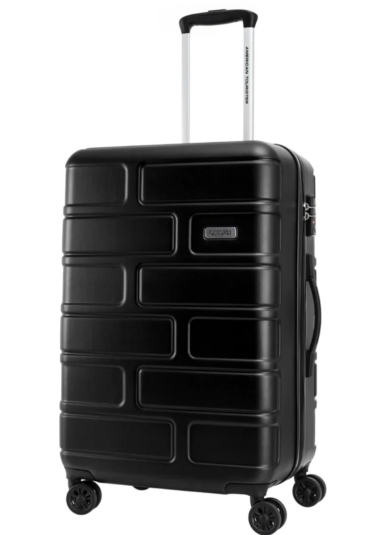 Bricklane Suitcase, Check-In Size 69 cm / 25 inch, 4 Spinner Wheels, Hard Top, ABS, Jet Black|Lightweight|Scratch & Impact Resistance|TSA Lock|Inner Mesh Zippered Pocket - 3 Years International Warranty