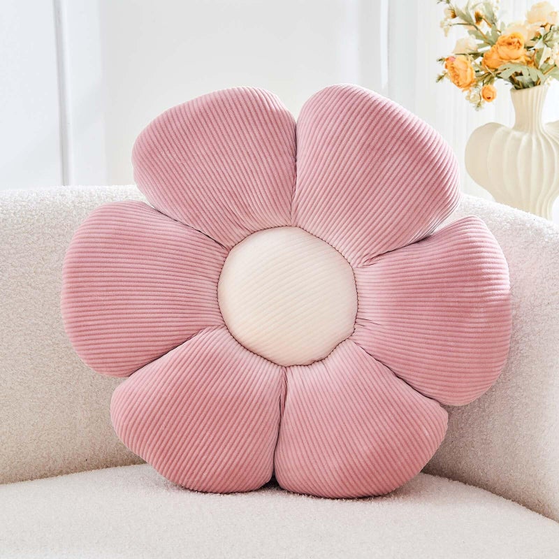 Kcvvcr Dusty Pink Flower Pillow, 14.9" Cute Flower Shaped Floor Pillow, Aesthetic Floral Plush Daisy Decorative Throw Pillows for Bed Sofa Couch - Image 1