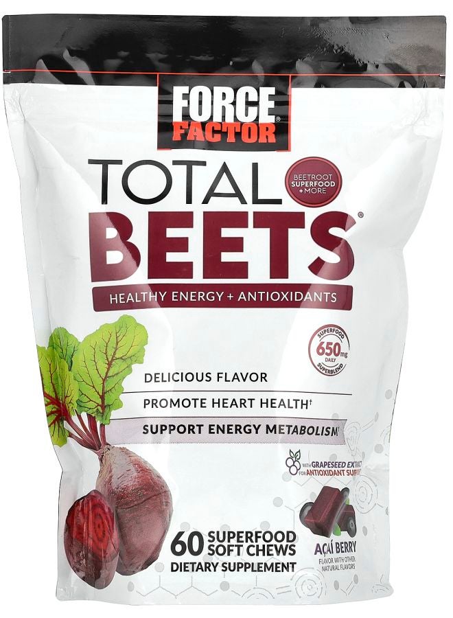 Force Factor Total Beets® Healthy Energy + Antioxidants Acai Berry 60 Superfood Soft Chews