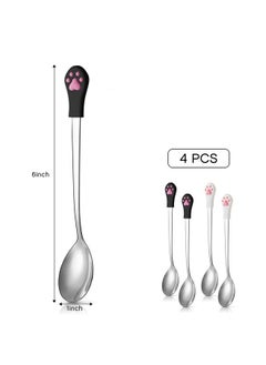 Patelai 4 Pieces Dog Cat Spoon Pet Food Can Spoon Stainless Steel Pet Food Spoon Cat Claw Spoon For Dog And Cat Food Can, White And Black  - Image 2