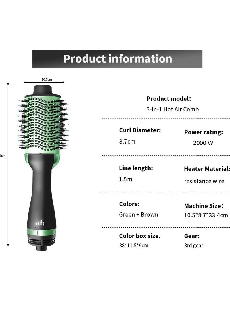 One Step Avocado 3D Hair Dryer Brush, Blow Dryer Brush, Anti-Frizz Hair Brush Blow Dryer, Negative Ion Hot Air Brush Styler and Dryer with Ceramic Coating, Blow Dry Brush for Straightening, Drying, Curling - Image 3