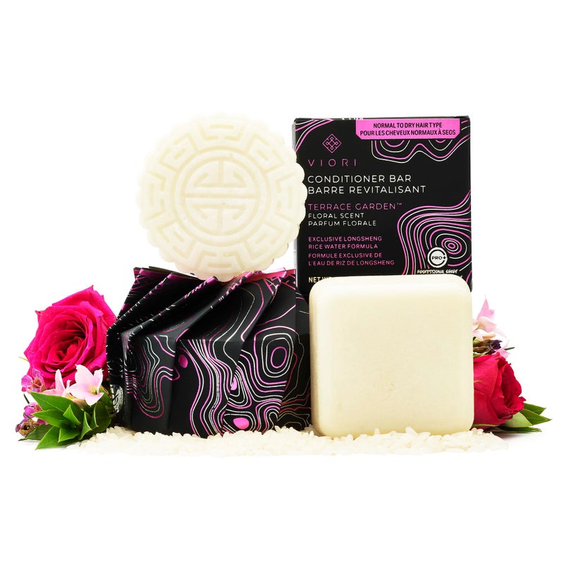 Viori Terrace Garden Shampoo and Conditioner Bar Set Made with Rice Water - Handcrafted Sulfate Free Shampoo and Conditioner - Image 1