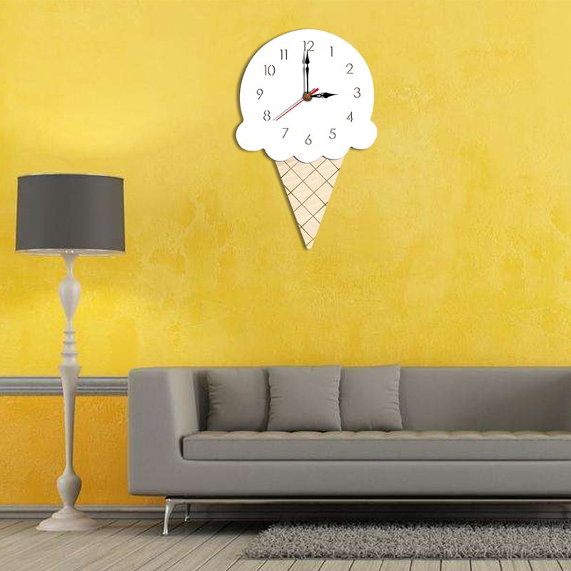 2pcs Cartoon Wall Clock Decoration Ice Cream Shape Hanging Children Clock for Home Living Room Kindergarten (White) - Image 2