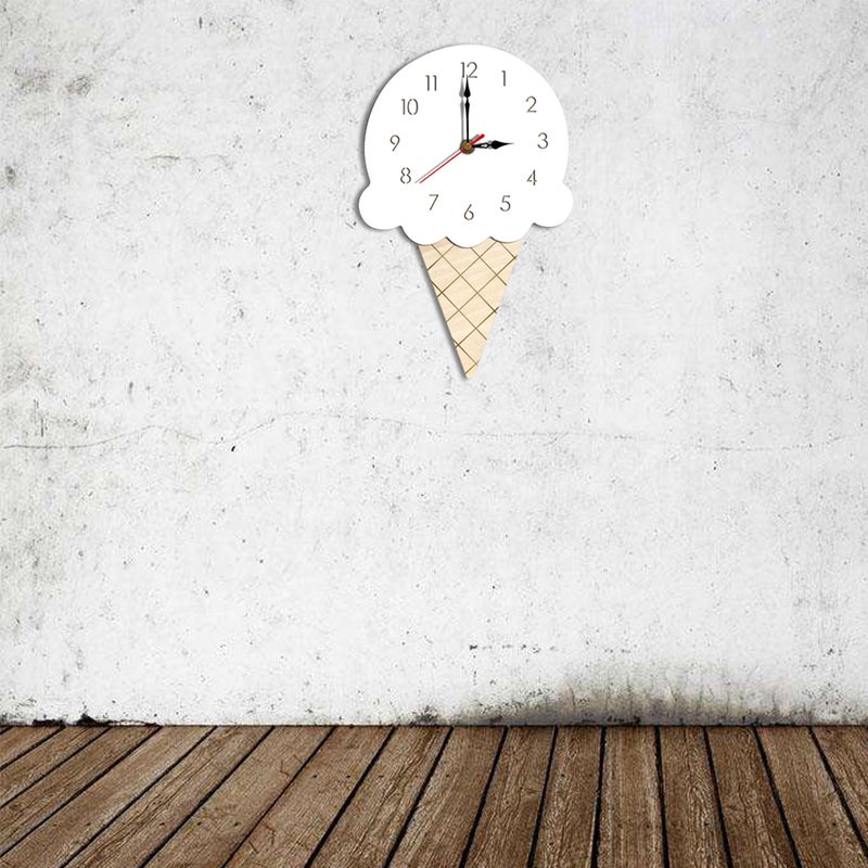 2pcs Cartoon Wall Clock Decoration Ice Cream Shape Hanging Children Clock for Home Living Room Kindergarten (White) - Image 5