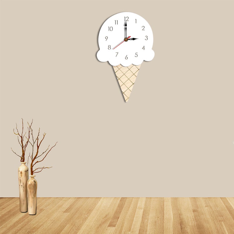 2pcs Cartoon Wall Clock Decoration Ice Cream Shape Hanging Children Clock for Home Living Room Kindergarten (White) - Image 3