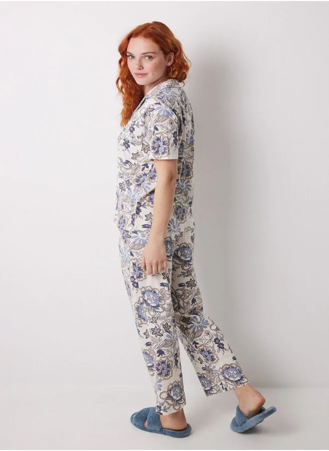 women'secret Capri classic pyjamas 100% cotton flowers