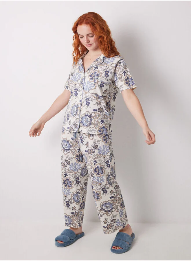 women'secret Capri classic pyjamas 100% cotton flowers