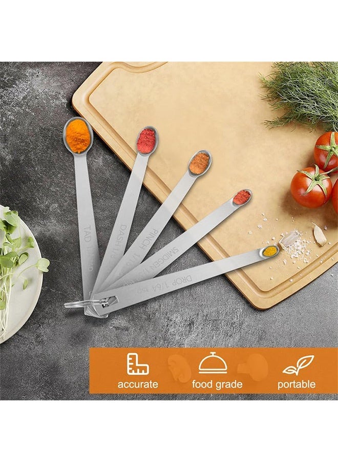 MXN 5 Pcs Mini Measuring Spoons Set - Stackable Design 1/4, 1/8, 1/16, 1/32, 1/64 TSP Sizes, Flat Handle Metal Measuring Spoons Made of Durable Stainless Steel for Cooking, Baking & Small Kitchen Tasks - Image 4
