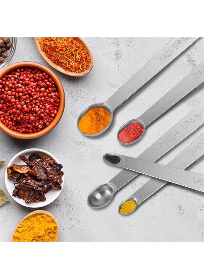 MXN 5 Pcs Mini Measuring Spoons Set - Stackable Design 1/4, 1/8, 1/16, 1/32, 1/64 TSP Sizes, Flat Handle Metal Measuring Spoons Made of Durable Stainless Steel for Cooking, Baking & Small Kitchen Tasks - Image 5